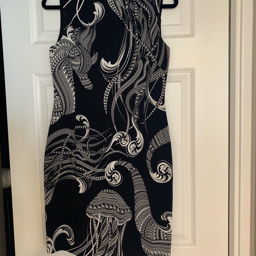 Versace black white print dress